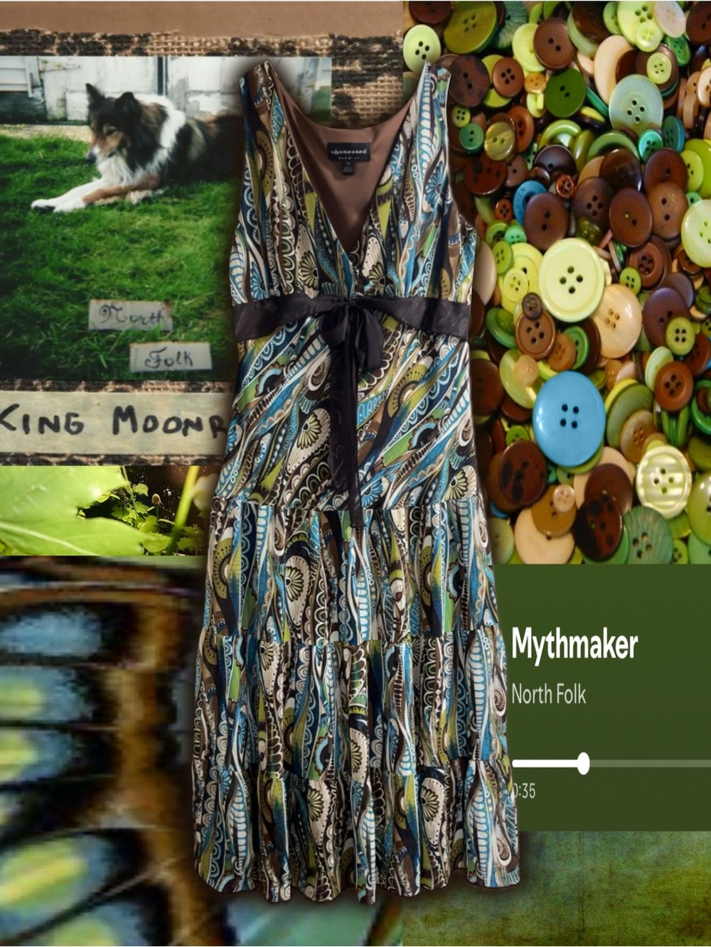 super pretty body green and brown patterned dress 🍏🌀🪾
